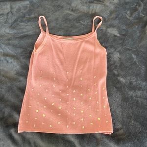 Pink sequined knit camisole xs